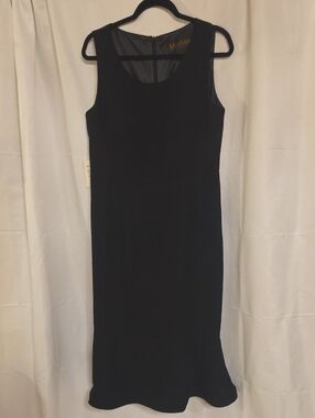 Mohita Couture Black Sleeveless Midi Dress with Scoop Neckline Padded Bra Inside